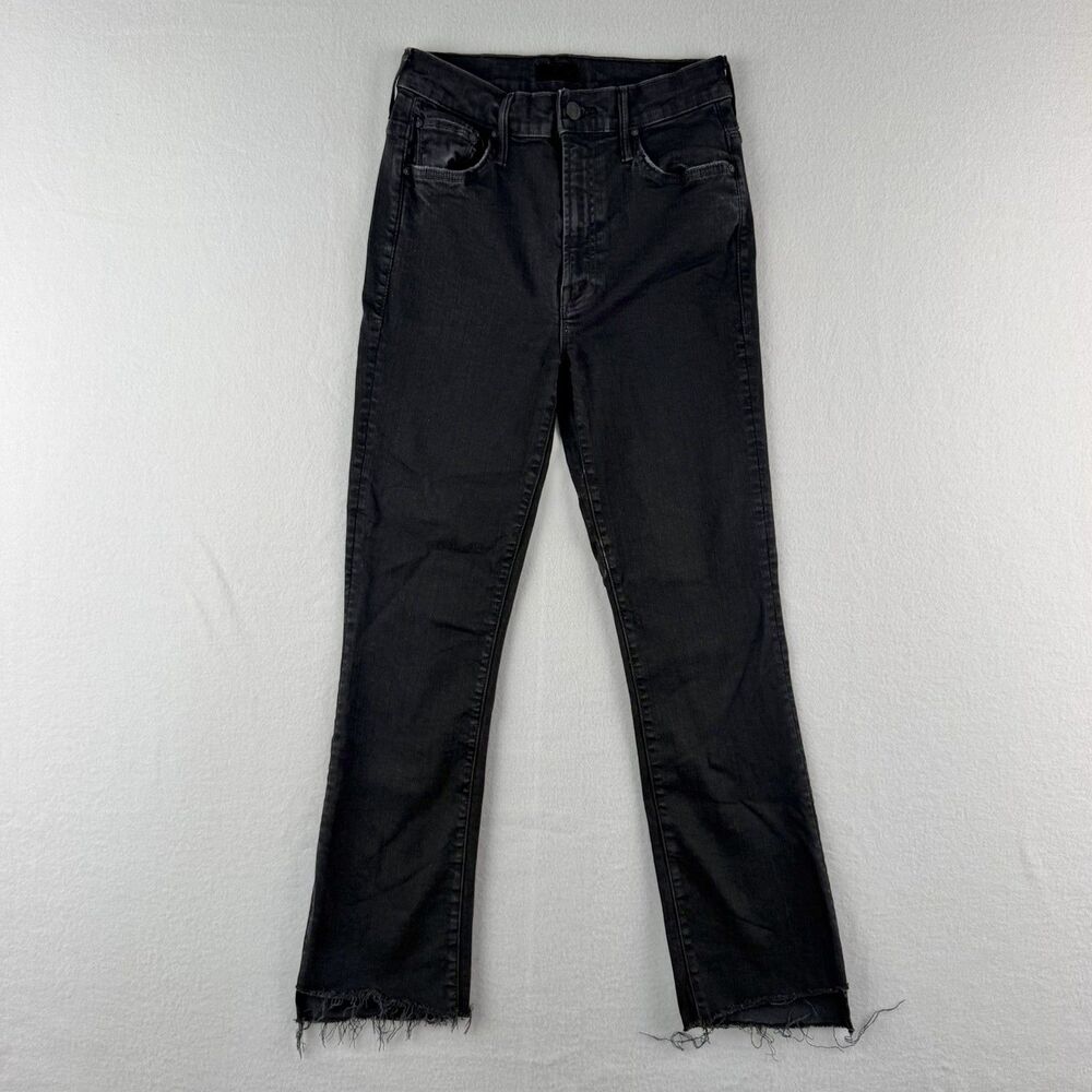 MOTHER - Black Not Guilty Insider Crop Step Fray Denim Jeans - Women's 26